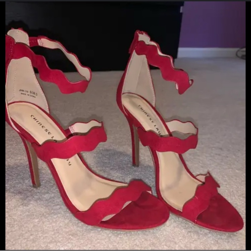 Chic Red Heeled Designer inspired Sandals sz 7